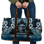 Ngati Kahungunu Aotearoa Meri Kirihimete Travel Bag Maori Kiwi Bird Silver Fern Koru Pattern