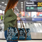 Ngati Kahungunu Aotearoa Meri Kirihimete Travel Bag Maori Kiwi Bird Silver Fern Koru Pattern