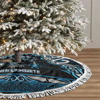 Ngati Kahungunu Aotearoa Meri Kirihimete Tree Skirt Maori Kiwi Bird Silver Fern Koru Pattern