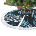 Ngati Kahungunu Aotearoa Meri Kirihimete Tree Skirt Maori Kiwi Bird Silver Fern Koru Pattern