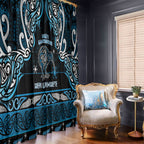 Ngati Kahungunu Aotearoa Meri Kirihimete Window Curtain Maori Kiwi Bird Silver Fern Koru Pattern