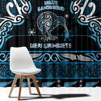 Ngati Kahungunu Aotearoa Meri Kirihimete Window Curtain Maori Kiwi Bird Silver Fern Koru Pattern