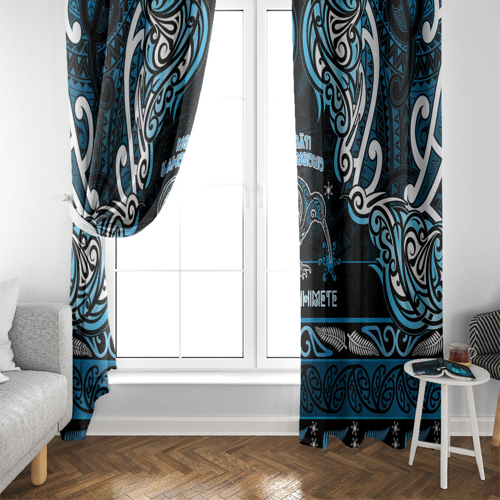 Ngati Kahungunu Aotearoa Meri Kirihimete Window Curtain Maori Kiwi Bird Silver Fern Koru Pattern