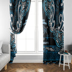 Ngati Kahungunu Aotearoa Meri Kirihimete Window Curtain Maori Kiwi Bird Silver Fern Koru Pattern