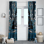 Ngati Kahungunu Aotearoa Meri Kirihimete Window Curtain Maori Kiwi Bird Silver Fern Koru Pattern