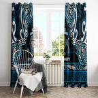 Ngati Kahungunu Aotearoa Meri Kirihimete Window Curtain Maori Kiwi Bird Silver Fern Koru Pattern