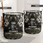 Waikato Tainui Aotearoa Meri Kirihimete Laundry Basket Maori Kiwi Bird Silver Fern Koru Pattern