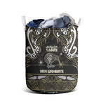 Waikato Tainui Aotearoa Meri Kirihimete Laundry Basket Maori Kiwi Bird Silver Fern Koru Pattern