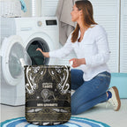 Waikato Tainui Aotearoa Meri Kirihimete Laundry Basket Maori Kiwi Bird Silver Fern Koru Pattern