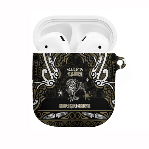 Waikato Tainui Aotearoa Meri Kirihimete AirPods Case Maori Kiwi Bird Silver Fern Koru Pattern
