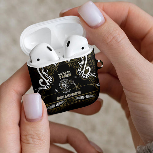 Waikato Tainui Aotearoa Meri Kirihimete AirPods Case Maori Kiwi Bird Silver Fern Koru Pattern