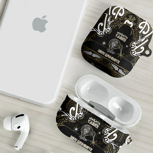 Waikato Tainui Aotearoa Meri Kirihimete AirPods Case Maori Kiwi Bird Silver Fern Koru Pattern