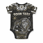 Personalised Waikato Tainui Aotearoa Meri Kirihimete Baby Onesie Maori Kiwi Bird Silver Fern Koru Pattern