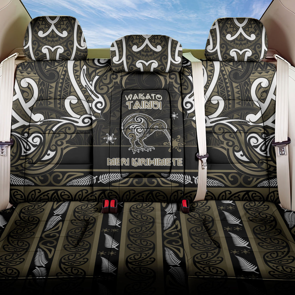 Waikato Tainui Aotearoa Meri Kirihimete Back Car Seat Cover Maori Kiwi Bird Silver Fern Koru Pattern