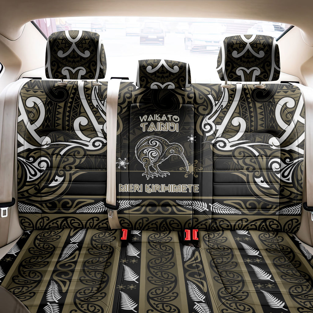 Waikato Tainui Aotearoa Meri Kirihimete Back Car Seat Cover Maori Kiwi Bird Silver Fern Koru Pattern