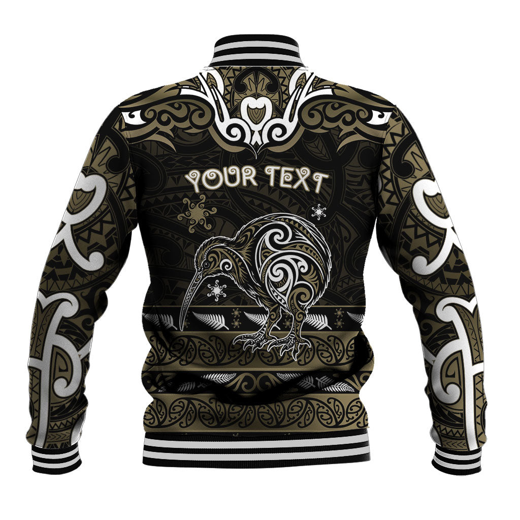 Personalised Waikato Tainui Aotearoa Meri Kirihimete Baseball Jacket Maori Kiwi Bird Silver Fern Koru Pattern