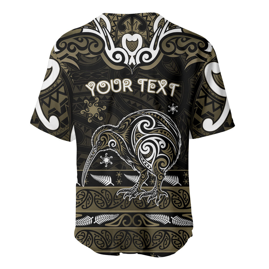 Personalised Waikato Tainui Aotearoa Meri Kirihimete Baseball Jersey Maori Kiwi Bird Silver Fern Koru Pattern