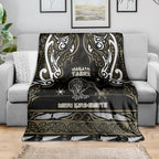 Waikato Tainui Aotearoa Meri Kirihimete Blanket Maori Kiwi Bird Silver Fern Koru Pattern