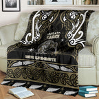 Waikato Tainui Aotearoa Meri Kirihimete Blanket Maori Kiwi Bird Silver Fern Koru Pattern