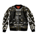 Personalised Waikato Tainui Aotearoa Meri Kirihimete Bomber Jacket Maori Kiwi Bird Silver Fern Koru Pattern