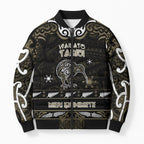 Personalised Waikato Tainui Aotearoa Meri Kirihimete Bomber Puffer Jacket Maori Kiwi Bird Silver Fern Koru Pattern