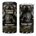 Personalised Waikato Tainui Aotearoa Meri Kirihimete 4 in 1 Can Cooler Tumbler Maori Kiwi Bird Silver Fern Koru Pattern