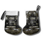 Personalised Waikato Tainui Aotearoa Meri Kirihimete Christmas Stocking Maori Kiwi Bird Silver Fern Koru Pattern