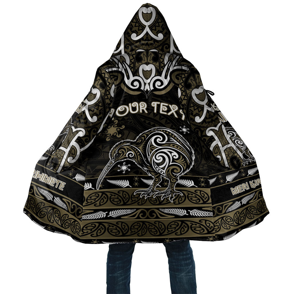 Personalised Waikato Tainui Aotearoa Meri Kirihimete Cloak Maori Kiwi Bird Silver Fern Koru Pattern