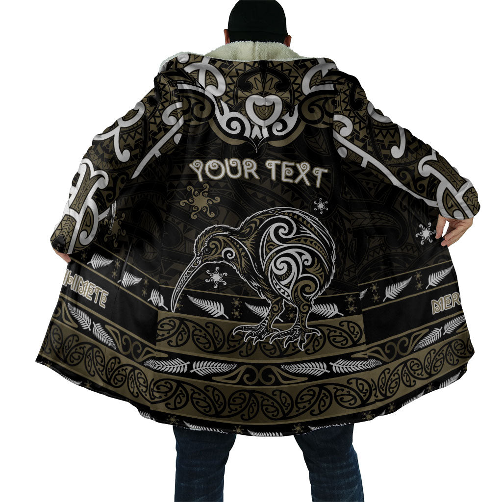Personalised Waikato Tainui Aotearoa Meri Kirihimete Cloak Maori Kiwi Bird Silver Fern Koru Pattern