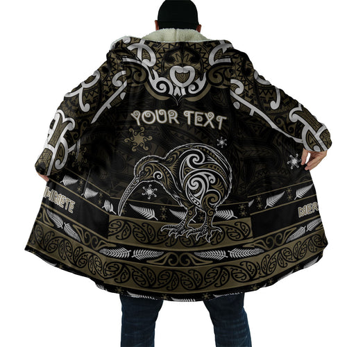 Personalised Waikato Tainui Aotearoa Meri Kirihimete Cloak Maori Kiwi Bird Silver Fern Koru Pattern