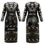 Personalised Waikato Tainui Aotearoa Meri Kirihimete Couples Matching Long Sleeve Bodycon Dress and Hawaiian Shirt Maori Kiwi Bird Silver Fern Koru Pattern