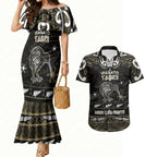 Personalised Waikato Tainui Aotearoa Meri Kirihimete Couples Matching Mermaid Dress and Hawaiian Shirt Maori Kiwi Bird Silver Fern Koru Pattern