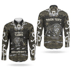 Personalised Waikato Tainui Aotearoa Meri Kirihimete Couples Matching Off The Shoulder Long Sleeve Dress and Long Sleeve Button Shirt Maori Kiwi Bird Silver Fern Koru Pattern