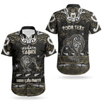 Personalised Waikato Tainui Aotearoa Meri Kirihimete Couples Matching Short Sleeve Bodycon Dress and Hawaiian Shirt Maori Kiwi Bird Silver Fern Koru Pattern