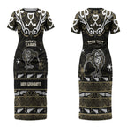 Personalised Waikato Tainui Aotearoa Meri Kirihimete Couples Matching Short Sleeve Bodycon Dress and Hawaiian Shirt Maori Kiwi Bird Silver Fern Koru Pattern
