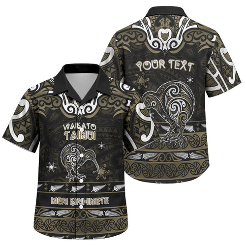 Personalised Waikato Tainui Aotearoa Meri Kirihimete Family Matching Mermaid Dress and Hawaiian Shirt Maori Kiwi Bird Silver Fern Koru Pattern