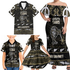 Personalised Waikato Tainui Aotearoa Meri Kirihimete Family Matching Off Shoulder Maxi Dress and Hawaiian Shirt Maori Kiwi Bird Silver Fern Koru Pattern