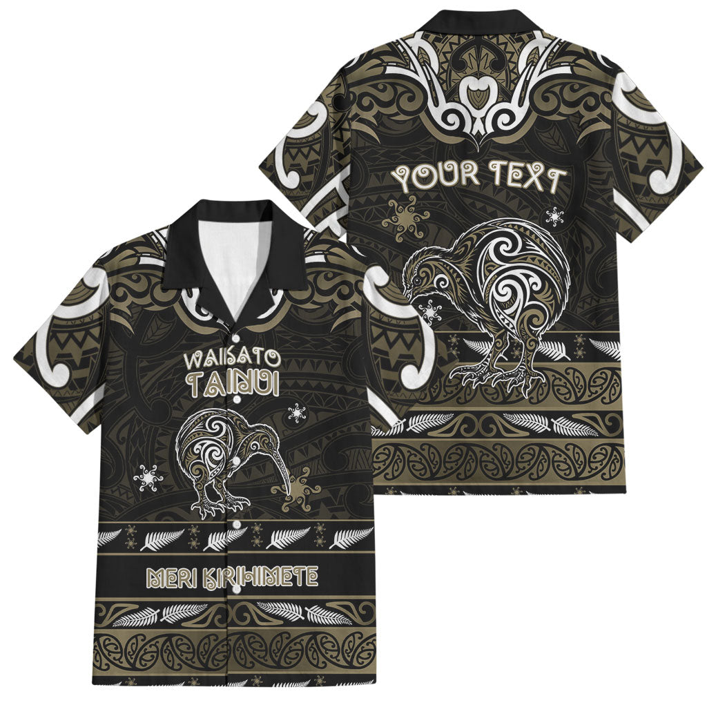 Personalised Waikato Tainui Aotearoa Meri Kirihimete Family Matching Summer Maxi Dress and Hawaiian Shirt Maori Kiwi Bird Silver Fern Koru Pattern