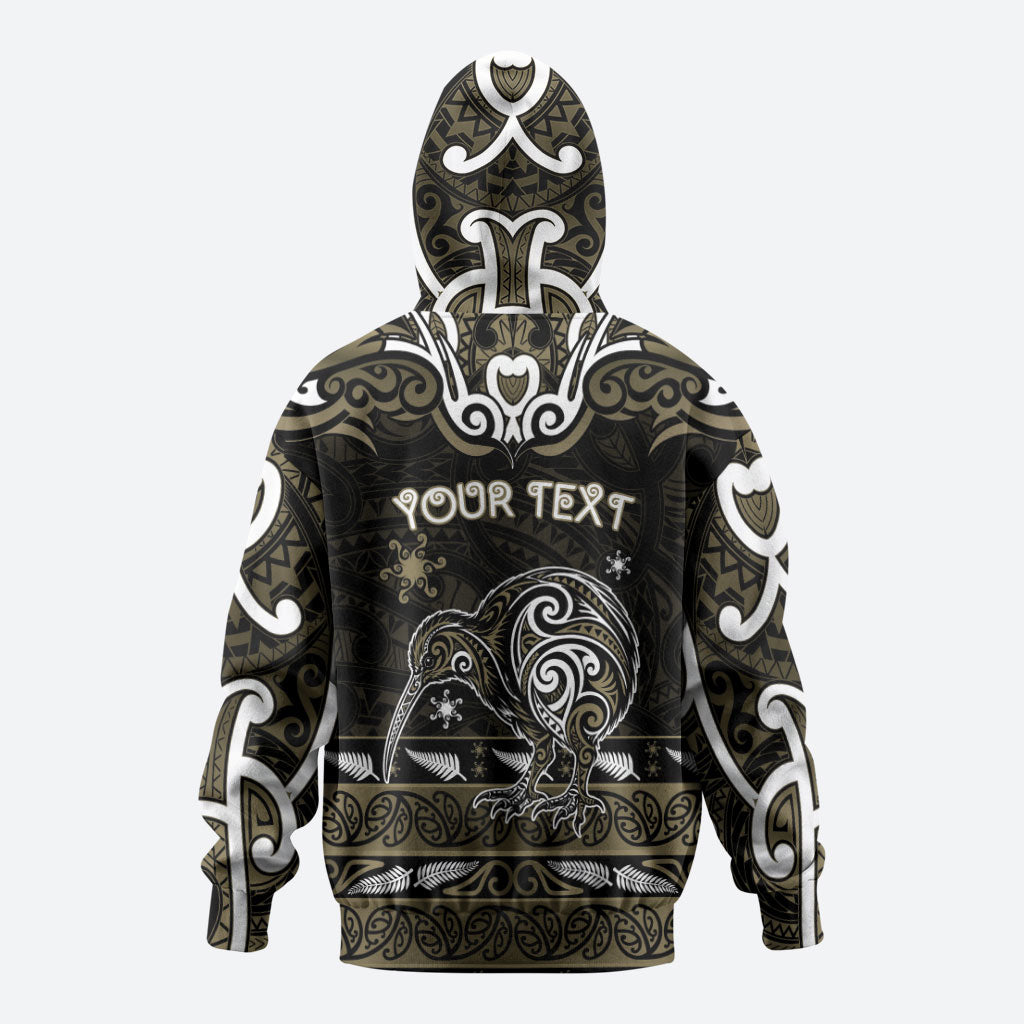 Personalised Waikato Tainui Aotearoa Meri Kirihimete Hoodie Maori Kiwi Bird Silver Fern Koru Pattern