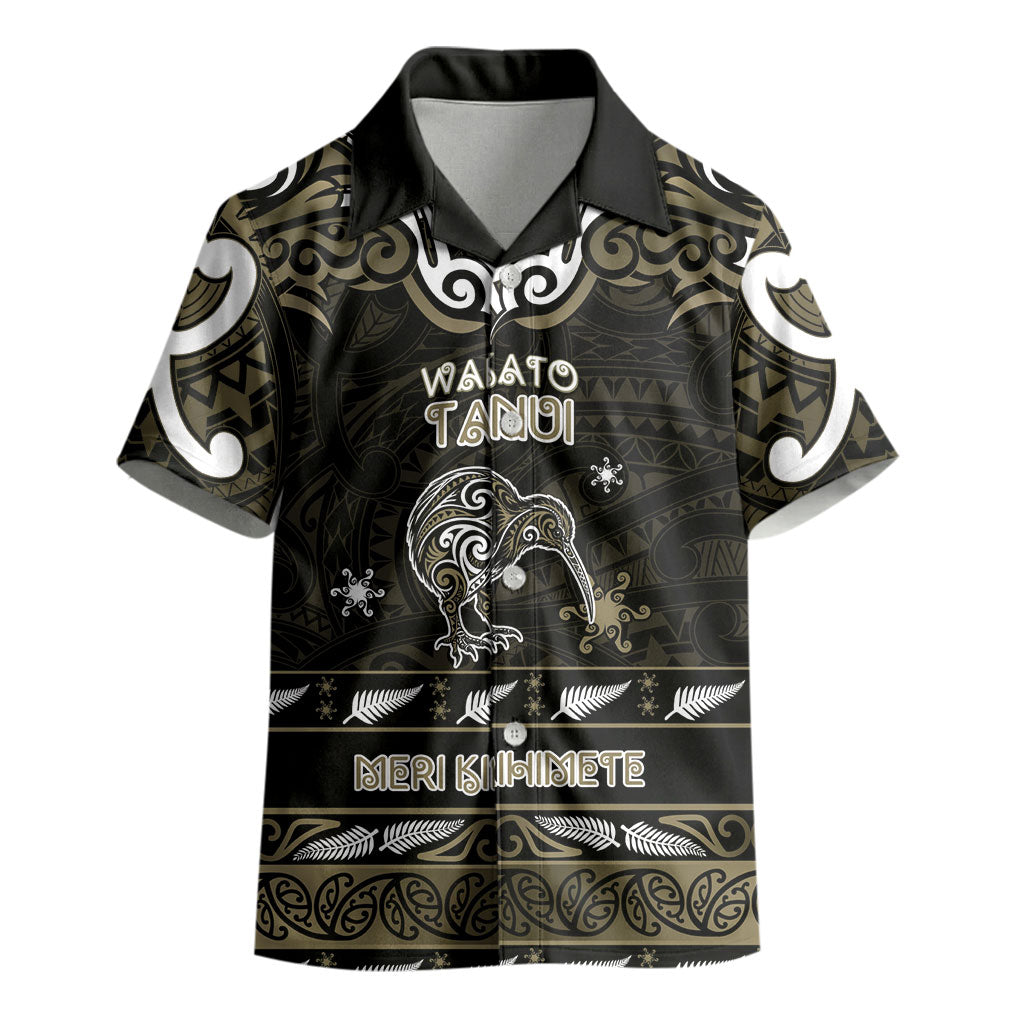 Personalised Waikato Tainui Aotearoa Meri Kirihimete Kid Hawaiian Shirt Maori Kiwi Bird Silver Fern Koru Pattern