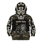 Personalised Waikato Tainui Aotearoa Meri Kirihimete Kid Hoodie Maori Kiwi Bird Silver Fern Koru Pattern