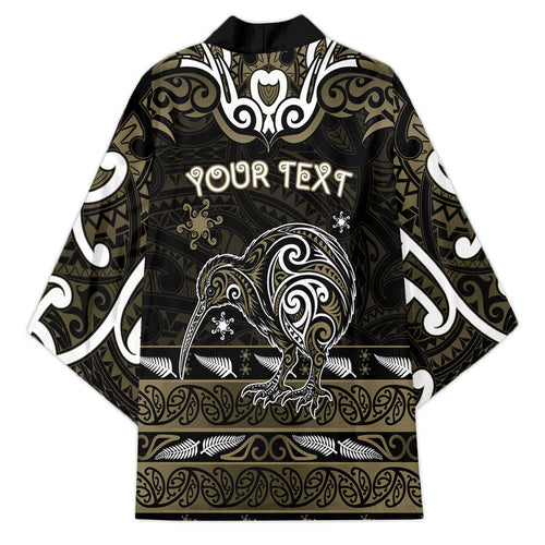 Personalised Waikato Tainui Aotearoa Meri Kirihimete Kimono Maori Kiwi Bird Silver Fern Koru Pattern