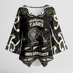 Personalised Waikato Tainui Aotearoa Meri Kirihimete Kimono Sleeve Blouse Maori Kiwi Bird Silver Fern Koru Pattern