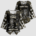 Personalised Waikato Tainui Aotearoa Meri Kirihimete Kimono Sleeve Blouse Maori Kiwi Bird Silver Fern Koru Pattern