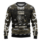 Personalised Waikato Tainui Aotearoa Meri Kirihimete Ugly Christmas Sweater Maori Kiwi Bird Silver Fern Koru Pattern