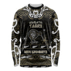 Personalised Waikato Tainui Aotearoa Meri Kirihimete Long Sleeve Shirt Maori Kiwi Bird Silver Fern Koru Pattern