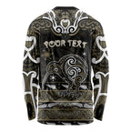 Personalised Waikato Tainui Aotearoa Meri Kirihimete Long Sleeve Shirt Maori Kiwi Bird Silver Fern Koru Pattern