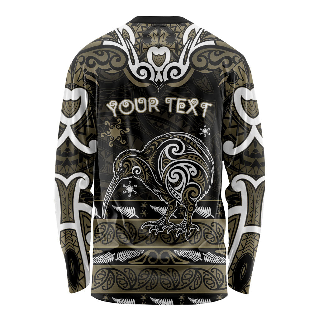 Personalised Waikato Tainui Aotearoa Meri Kirihimete Long Sleeve Shirt Maori Kiwi Bird Silver Fern Koru Pattern