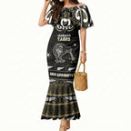 Personalised Waikato Tainui Aotearoa Meri Kirihimete Mermaid Dress Maori Kiwi Bird Silver Fern Koru Pattern