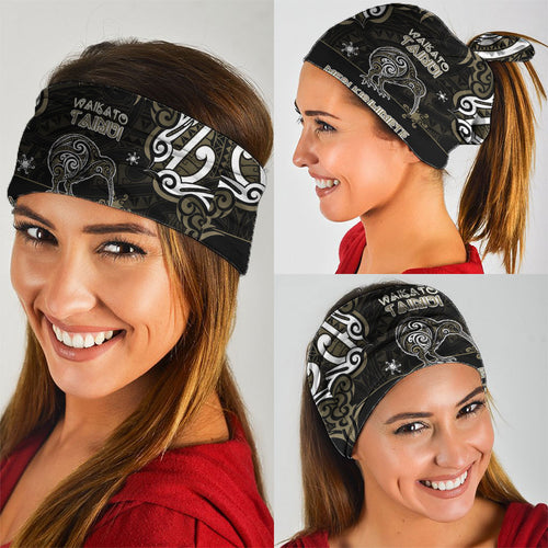 Waikato Tainui Aotearoa Meri Kirihimete Neck Gaiter Maori Kiwi Bird Silver Fern Koru Pattern